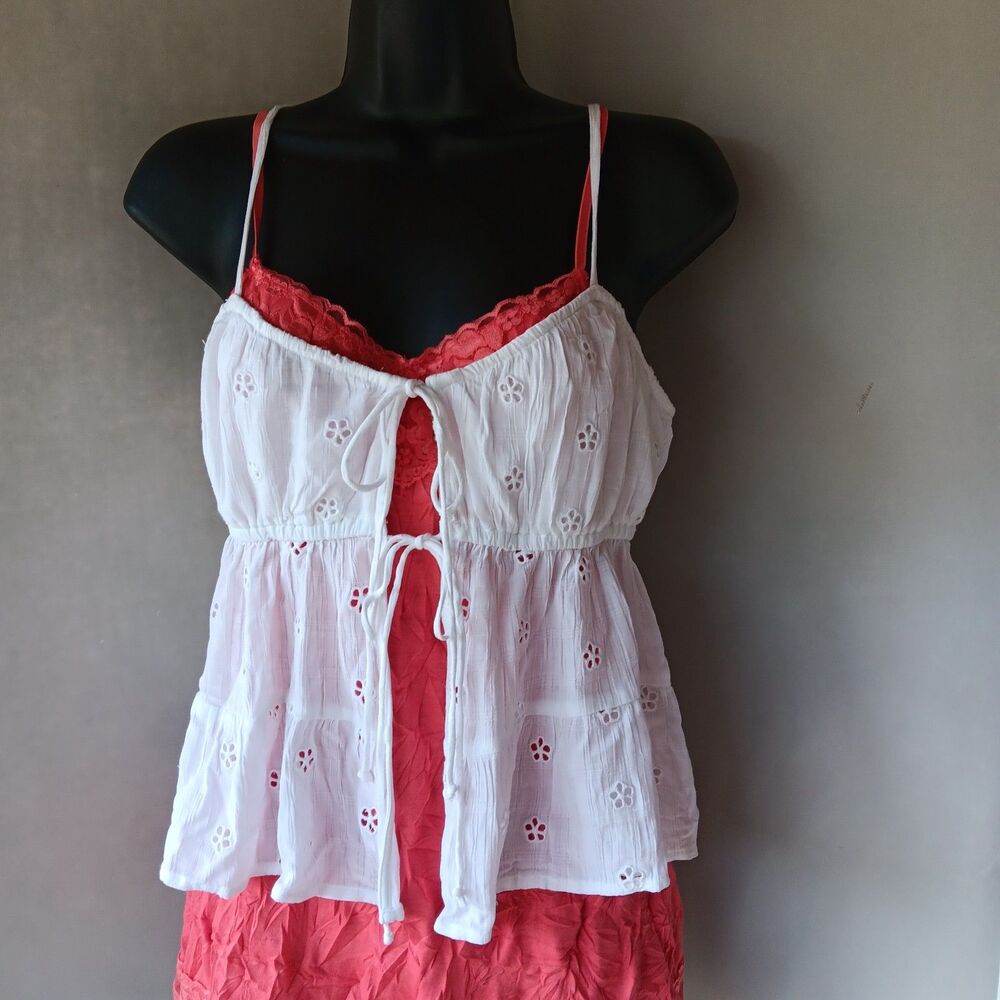 American Eagle Vintage Inspired White Eyelet Baby doll Top SZ Med. Cottage Core